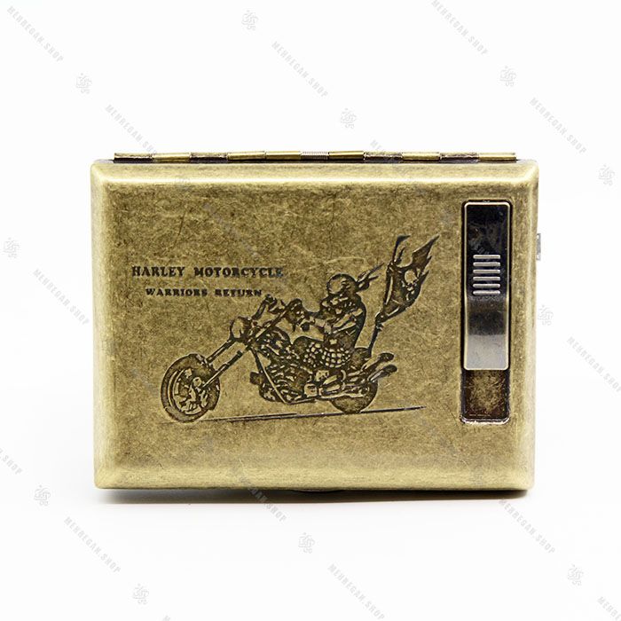 جعبه سیگار برنزی به همراه فندک المنتی