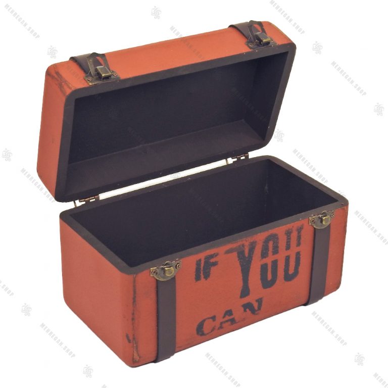 جعبه چوبی دکوری بسیار کوچک طرح چمدان نارنجی
