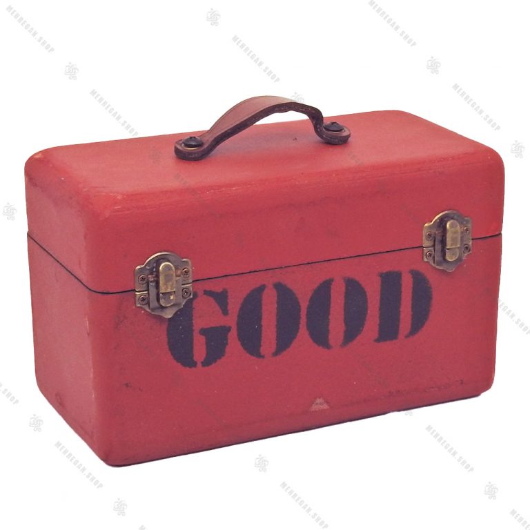جعبه چوبی دکوری بسیار کوچک طرح چمدان قرمز