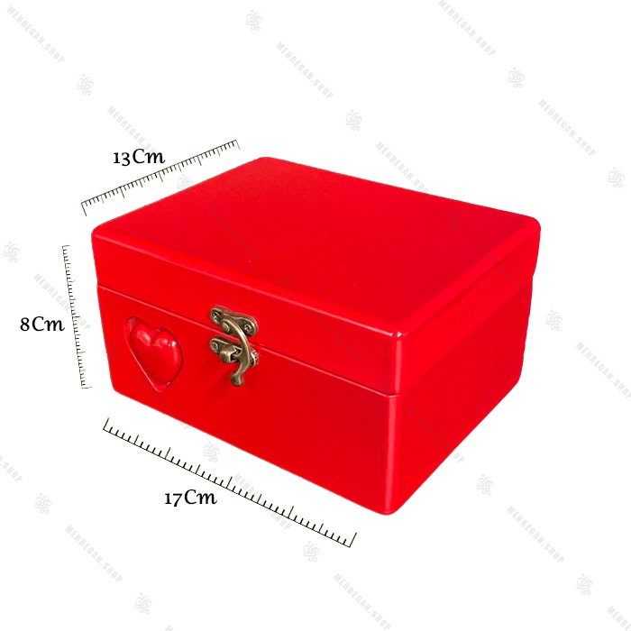 صندوقچه قرمز طرح قلب برجسته سایز کوچک