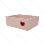 جعبه چوبی صورتی با قلب سایز کوچک
