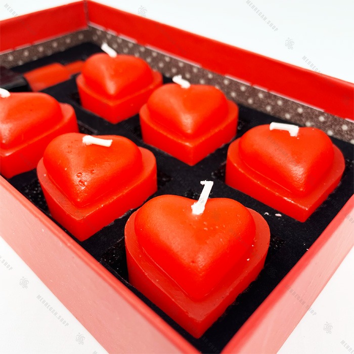 جعبه کادوئی شمع ۶ عددی طرح قلب