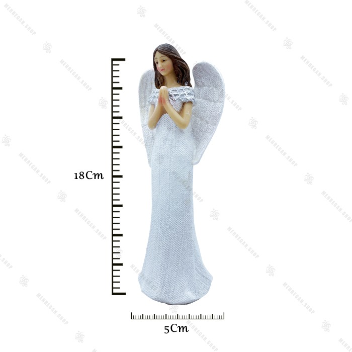 مجسمه دکوری فرشته دعا خوان بال اکلیلی ۱۸ سانتی