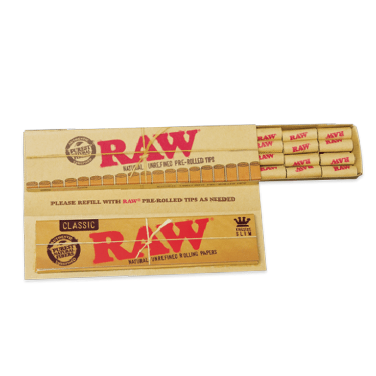 کاغذ سیگار و فیله رول شده راو Raw Classic King Size Slim + Pre Rolled Tips