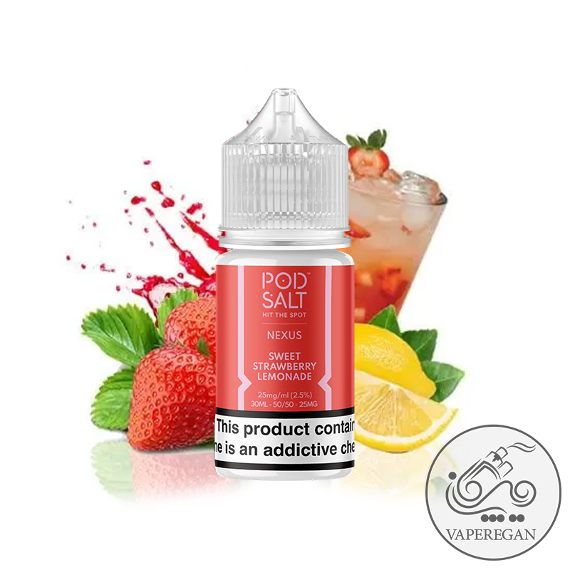 سالت نیکوتین پادسالت توت فرنگی شیرین لیموناد Pod Salt Sweet Strawberry Lemonade Saltnic (30ml)