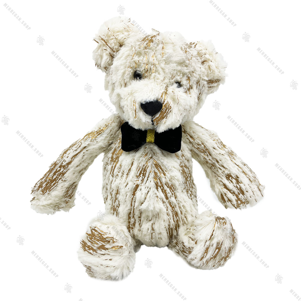 عروسک پولیشی خرس تدی سفید طلایی