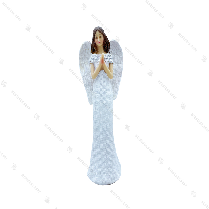 مجسمه دکوری فرشته دعا خوان بال اکلیلی 18 سانتی